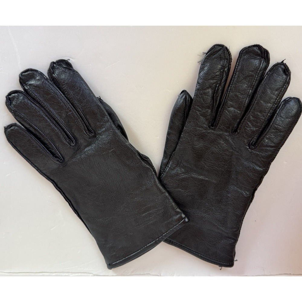 MARIO PAPA & SONS Gloves Womens M (9) Black Genuine Soft Leather WOOL Lined